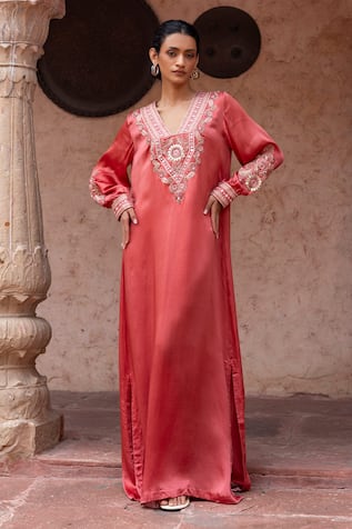 Shruti Sancheti Satin Paisley Embroidered Kaftan 