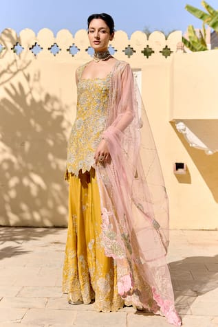 Osaa By Adarsh Embrodiered Short Kurta Sharara Set 