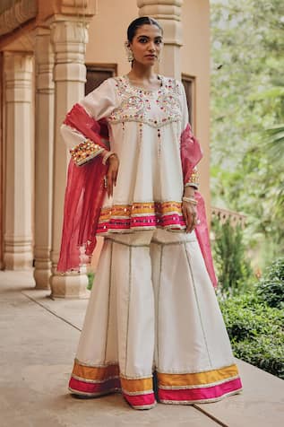 Ajiesh Oberoi Jugni Ivory Sharara Set 