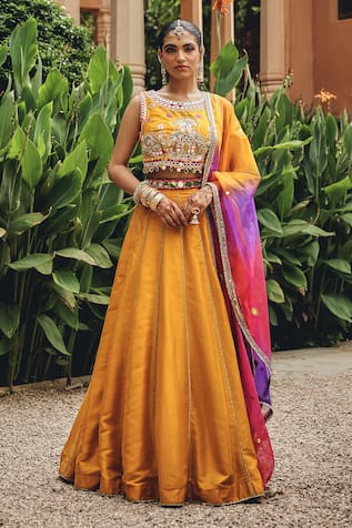 Ajiesh Oberoi Heer Panelled Lehenga Set 