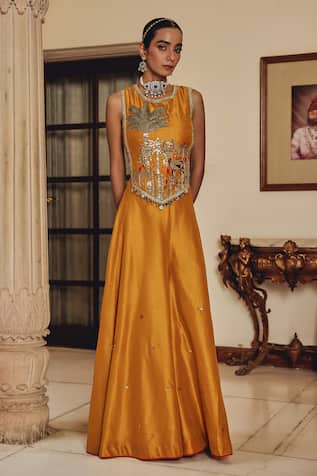 Ajiesh Oberoi Shira Sleeveless Blouse With Sharara 
