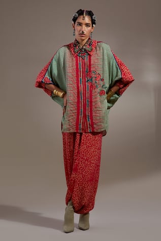 Aseem Kapoor Mandala Pattern Shirt With Dhoti Pant 