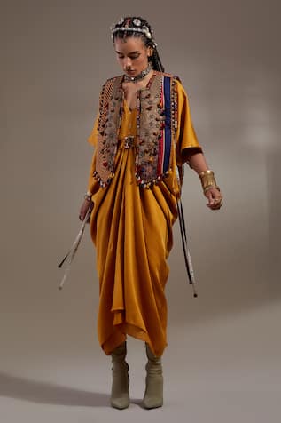 Aseem Kapoor Zuri Embroidered Gilet Jacket & Dress Set 