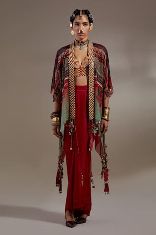 Aseem Kapoor Veni Pattern Jacket & Skirt Set 