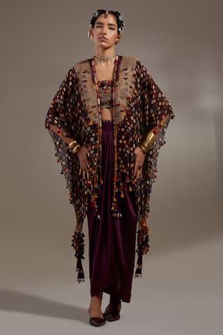 Aseem Kapoor Tribal Pattern Jacket & Skirt Set 