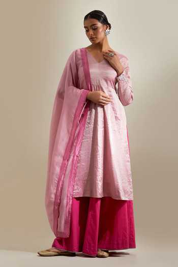 Vinusto Zari Silk Anarkali Sharara Set 