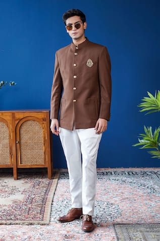 Philocaly Vistrit Classic Bandhgala With Patch Pockets 