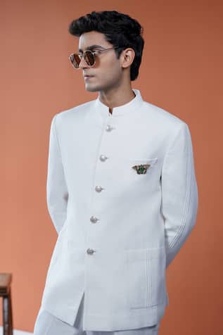 Philocaly Dhaval Linen Bandhgala With Pintucks 