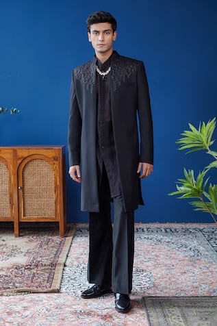 Philocaly Shaam Embroidered Perennial Wool Sherwani & Kurta Set 