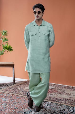 Philocaly Samudra Linen Pathani Kurta  