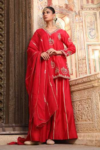 Amoree by Shikha Chaudhry Butti Work Kurta & Sharara Set 