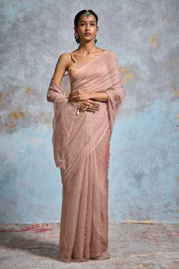 Dressfolk Tisya Tissue Saree With Unstitched Blouse Piece 