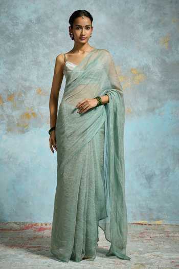 Dressfolk Anvita Banarasi Tissue Saree With Unstitched Blouse Piece 