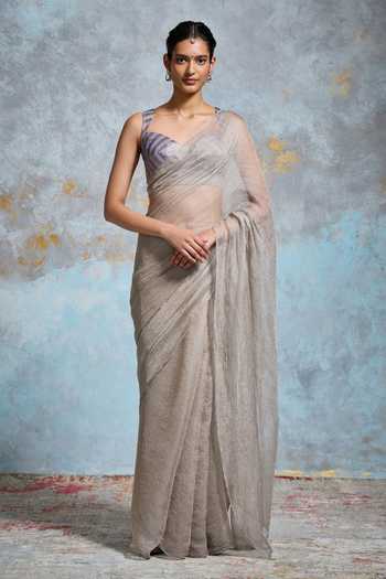 Dressfolk Sanjana Tissue Saree With Unstitched Blouse Piece 