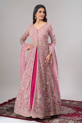 Alaya Advani Floral Hand Embroidered Anarkali Lehenga Set 