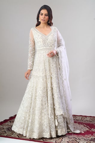 Alaya Advani Floral Hand Embroidered Anarkali Lehenga Set 