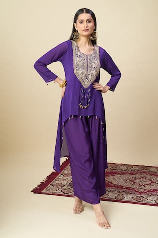 Alaya Advani Embroidered Yoke High-Low Kurta & Palazzo Set 