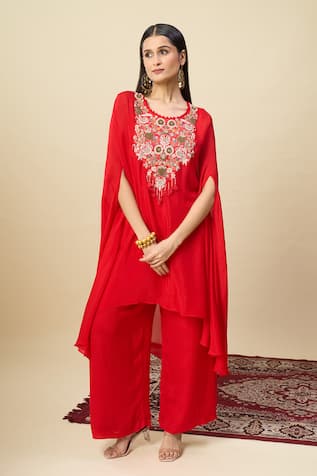 Alaya Advani Embroidered Yoke Cape Kurta & Pant Set 