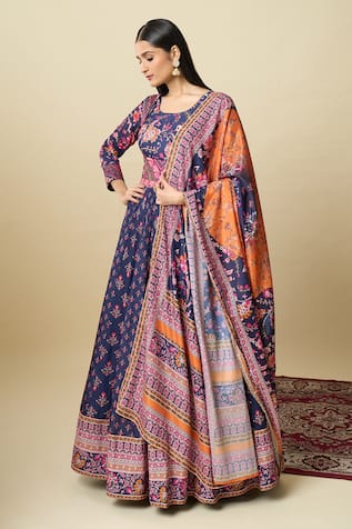 Alaya Advani Floral Print Anarkali With Color Block Dupatta 