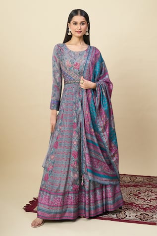 Alaya Advani Floral Print Anarkali With Matching Dupatta 
