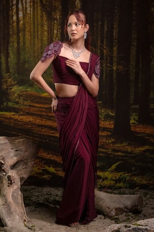 Harshita Jain Pleated Pre-Draped Saree With 3D Embroidered Blouse 