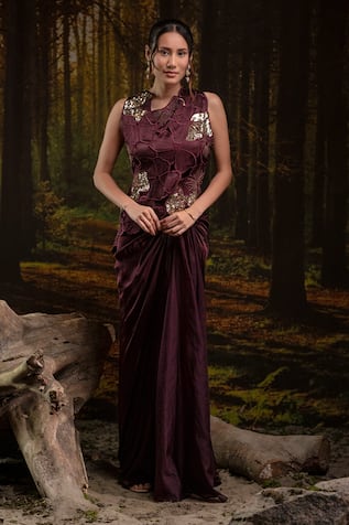 Embroidered Top Skirt Set 