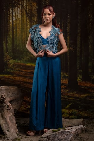 Harshita Jain 3D Floral Embroidered Jacket Pant Set 