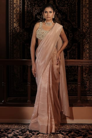 Vana Ethnics The Hiramoti Kundan Embellished Saree With Blouse 