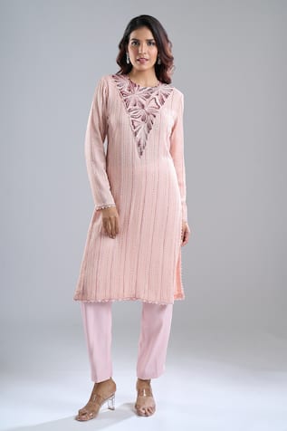 Ritika Mirchandani Blush Pink Embroidered Kurta & Pant Set 