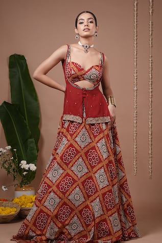 Ahi Clothing Printed Kurta Lehenga Set 