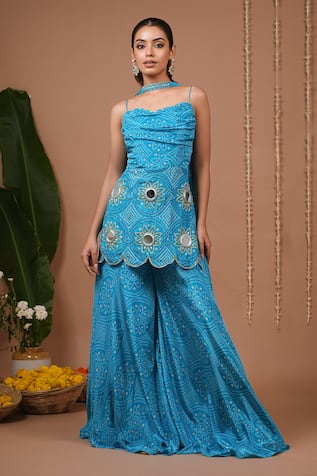 Ahi Clothing Floral Pattern Tunic & Pant Set 