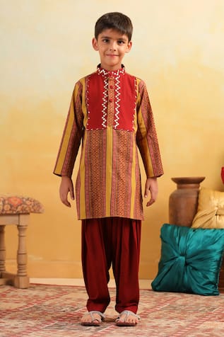 Cute Couture Geometric Pattern Kurta With Patiyala Pant 