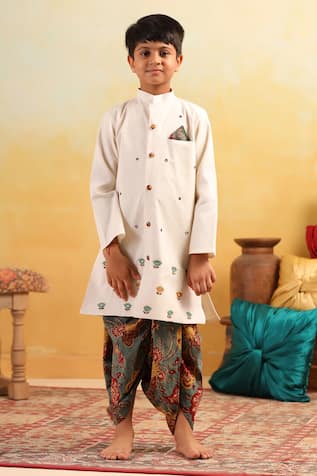 Cute Couture Mirror Work Kurta With Dhoti Pant 
