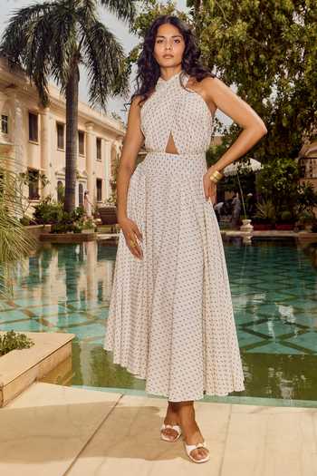 House Of Eda Delina Geometric Pattern Dress 