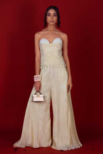 Label Niyami Pearl Embroidered Corset & Sharara Set 