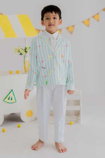 MR Brat Blue Stripes Carnival Blazer Set 