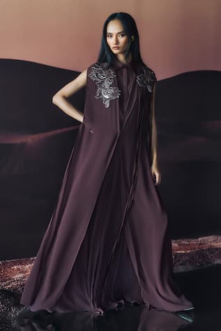 Pankaj & Nidhi Araquis Moonlit Grace Cape Set 