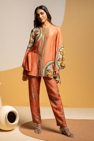 Soup By Sougat Paul Taarani Embellished Kurta & Printed Pant Set 