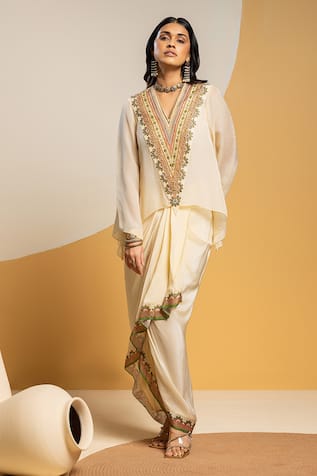 Soup By Sougat Paul Taarani Zari & Sequins Embellished Top & Skirt 