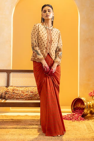 Soup By Sougat Paul Rangtara Zari & Sequins Jacket Skirt Set 