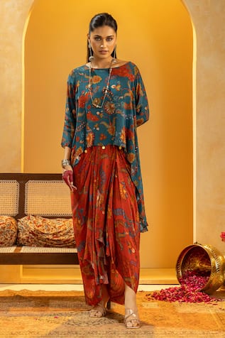 Soup By Sougat Paul Rangtara Embellished Asymmetric Top & Skirt Set 