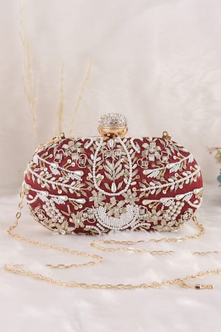 Nazaakat By Samara Singh Embroidered Clutch Bag with Detachable Sling 