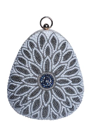 Nazaakat By Samara Singh Beaded Floral Motif Clutch 