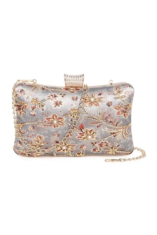 Nazaakat By Samara Singh Floral Embroidered Clutch with Sling 