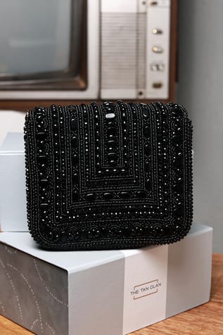 The Tan Clan Megan Black Flapover Bag 