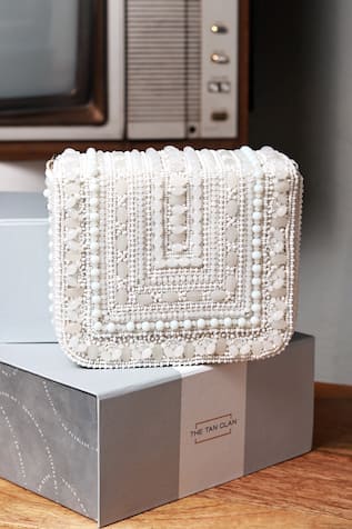 The Tan Clan Megan White Flapover Bag 