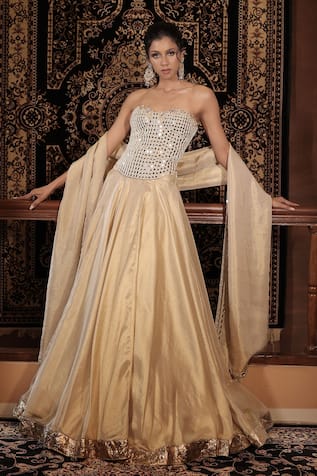 Vana Ethnics The Sitara Spark Mirror Embellished Corset Lehenga Set 
