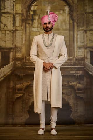 Nitika Gujral Raw Silk Embroidered Sherwani Set 