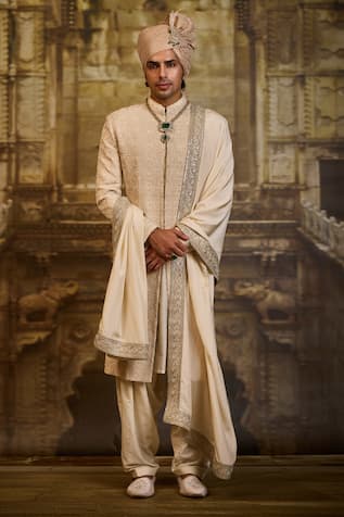 Nitika Gujral Raw Silk Sherwani & Kurta Set 