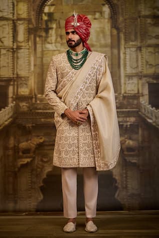 Nitika Gujral Floral Embroidered Sherwani Set 
